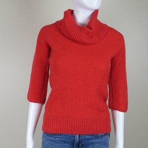 W by WORTH 100% Wool Cowl Neck Sweater SIZE XP (XXS) Orange Red